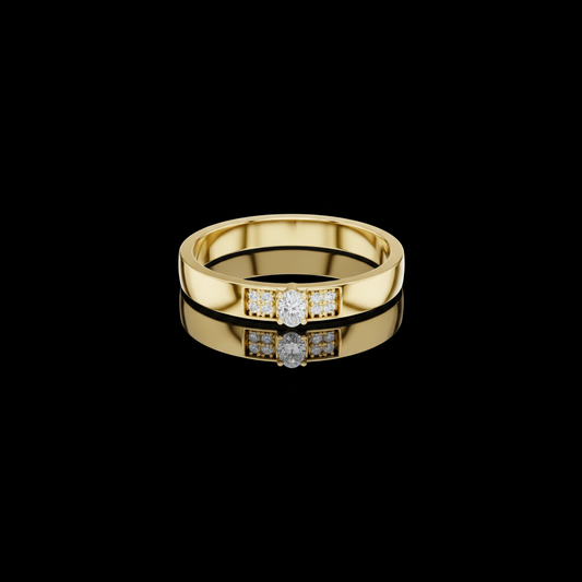 0.76 CT Timeless Moissanite Diamond Ring with Oval Center Stone and Pave Accents