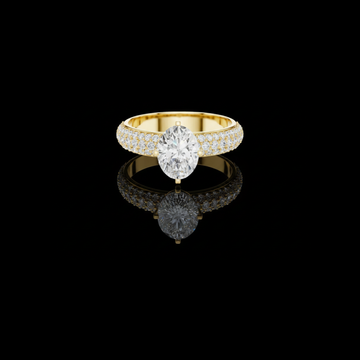 1.00 CT Glamorous Oval Cut Moissanite Diamond Ring with Triple Pave Diamond Band