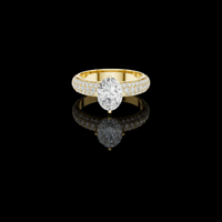 1.00 CT Glamorous Oval Cut Lab Grown Diamond Ring with Triple Pave Diamond Band