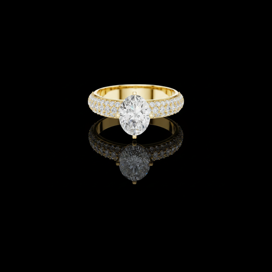 Oval Cut Triple Pave Lab Grown Diamond Solitaire Engagement Ring
