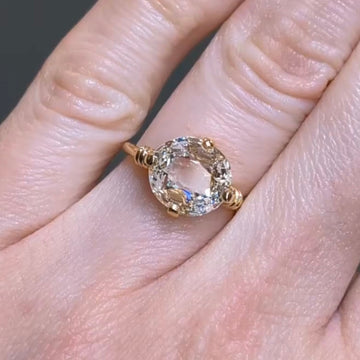 Rose Cut Moissanite Diamond Solitaire Engagement Ring