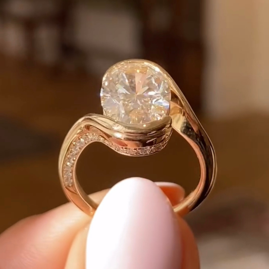 Oval Lab Grown Diamond Bypass Solitaire Ring