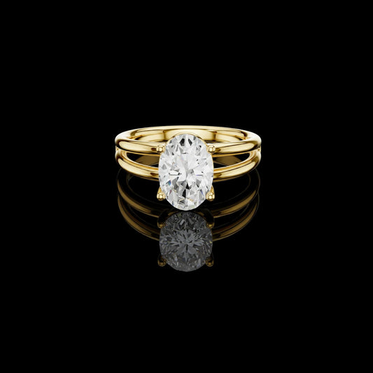 2.00 TCW Elegant Moissanite Oval Cut Diamond Split Shank Minimalist Anniversary Ring
