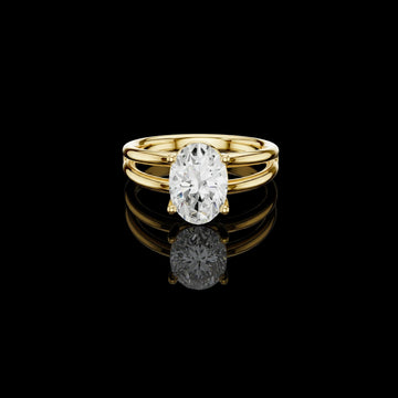 Oval Cut Solitaire Triple Split Shank Moissanite Ring