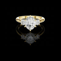 Oval Cut Lab Grown Diamond Ring with Round Side Stones
