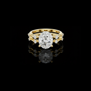 Oval Solitaire Triple Split Shank Diamond Lab Grown Ring