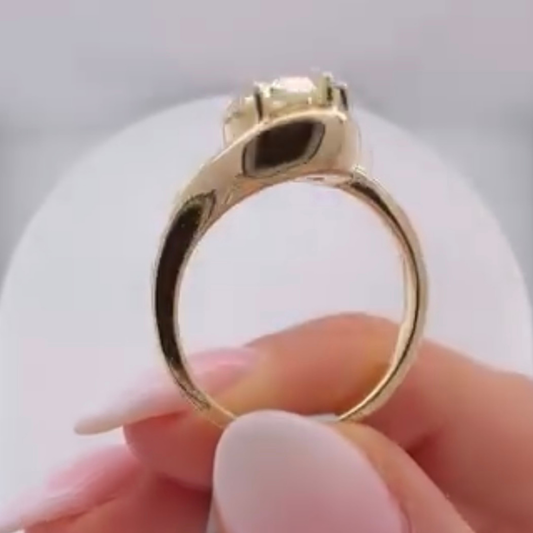 Oval Cut Lab Grown Diamond Half Bezel Bypass Solitaire Ring