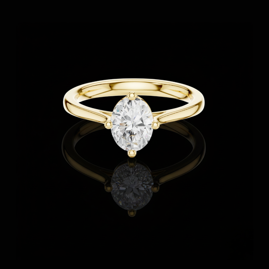Oval Cut Lab Diamond Solitaire Engagement Ring With Four Prong