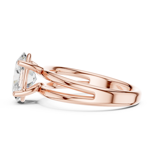 Solitaire Split Shank Oval Cut Lab Diamond Ring