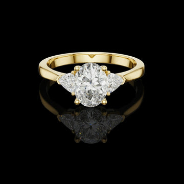 Oval Cut Lab Grown Three Stone Wedding Ring For Women