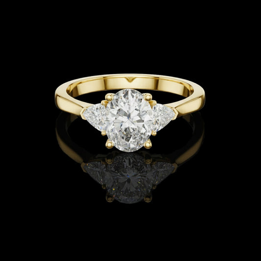 Oval Cut Lab Diamond Three Stone Wedding Ring For Women