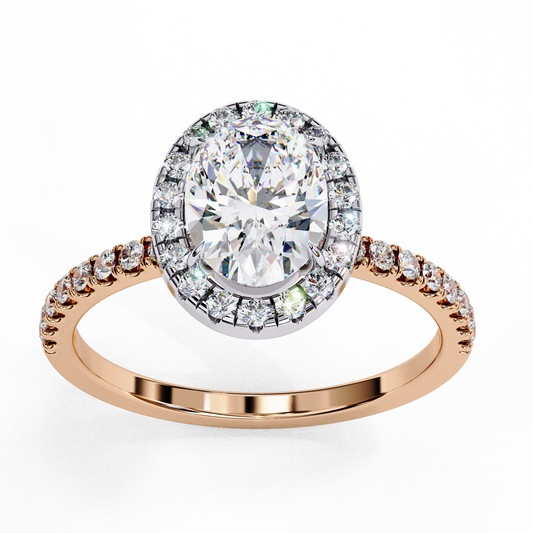 Oval Cut Halo Lab Grown Diamond Ring