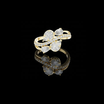 Pear Cut Lab Grown Diamond Bypass Cluster Statement Ring