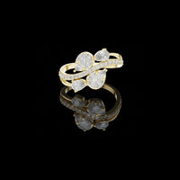 Pear Cut Moissanite Diamond Bypass Cluster Statement Ring