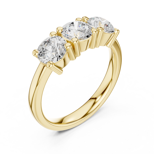 Round Brilliant Moissanite Diamond Three Stone Promise Rings