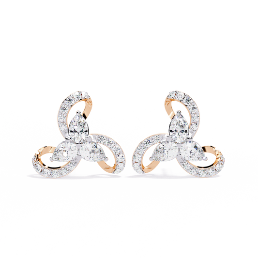 Exquisite Trinity Inspired Lab Diamond Stud Earrings with Pear and Round Cut Accents