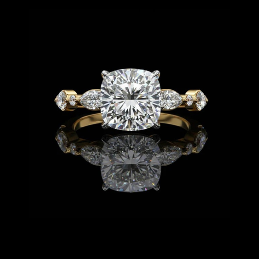 Pave Setting Cushion Cut Lab Diamond Anniversary Ring