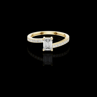 Emerald Cut Lab Grown Diamond Ring with Unique Pave Diamond