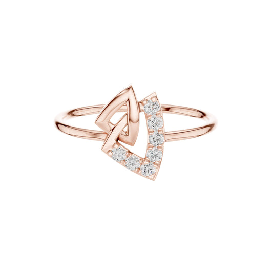 Triangle Pave Lab Diamond Interlocking Ring