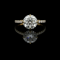 Pave Band With Round Cut Lab Grown Diamond Engagement Ring
