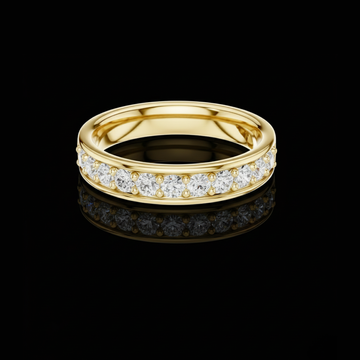 0.50 TCW Luxurious Moissanite Diamond Pave Eternity Band with Dazzling Round Stone Channel Set Ring For Her
