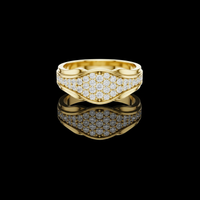 Curved Chevron Lab Grown Pavé Diamond Band Statement Ring