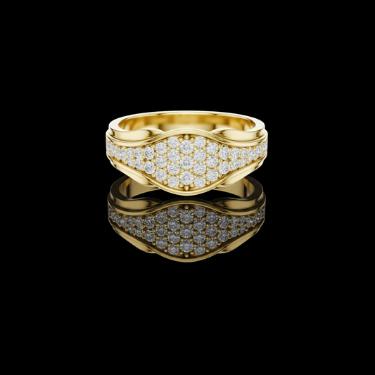 Round Cut Lab Grown Diamond Men's Curved Lattice Grid Pave Statement Band