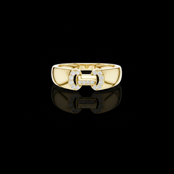 0.14 TCW Luxury Round Lab Grown Diamond Link Design Ring Modern Statement Fine Jewelry