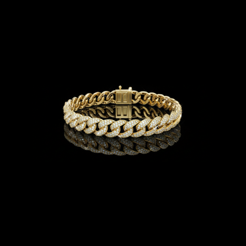 4.99 TCW Sparkle Pave Round Lab Grown Diamond Cuban Link Bracelet with Statement High Polish Design