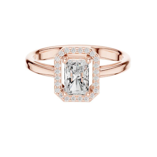 Radiant Cut Halo Lab Diamond Ring with Split Shank Band