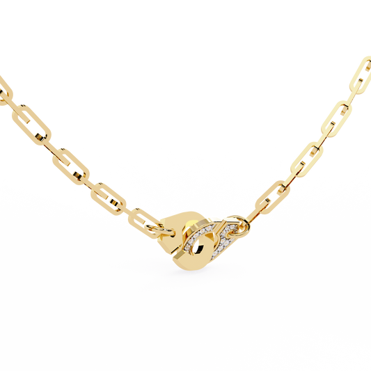 Clip Chain Necklace with Pave Lab Grown Diamond Clasp