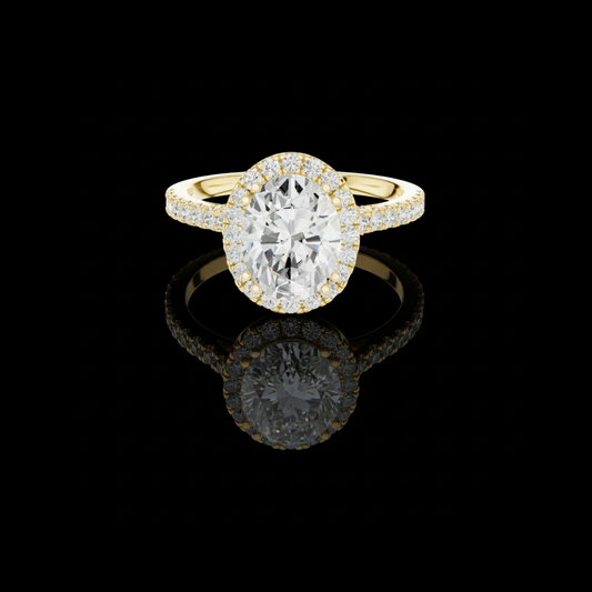 2.00 CT Classic Oval Halo with Pave Moissanite Diamonds Luxury Bridal Engagement Ring Fine Jewelry