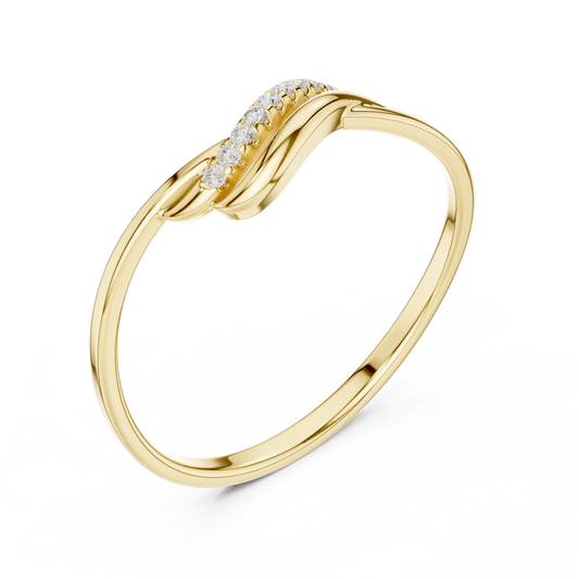 Minimal Crossover Moissanite Diamond Ring With Pave Twisted Band