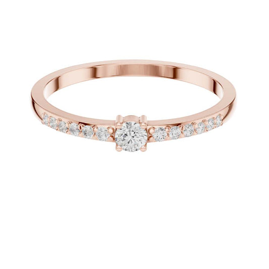 Pave Setting Round Cut Moissanite Diamond Engagement Ring