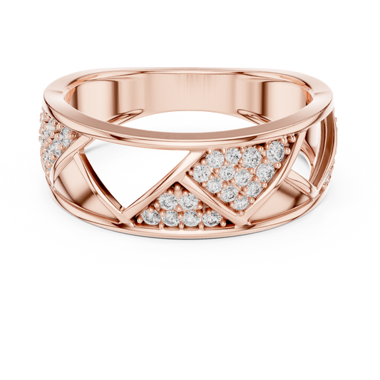 Round Cut Moissanite Diamond Men's Triangular Pave Pattern Statement Ring