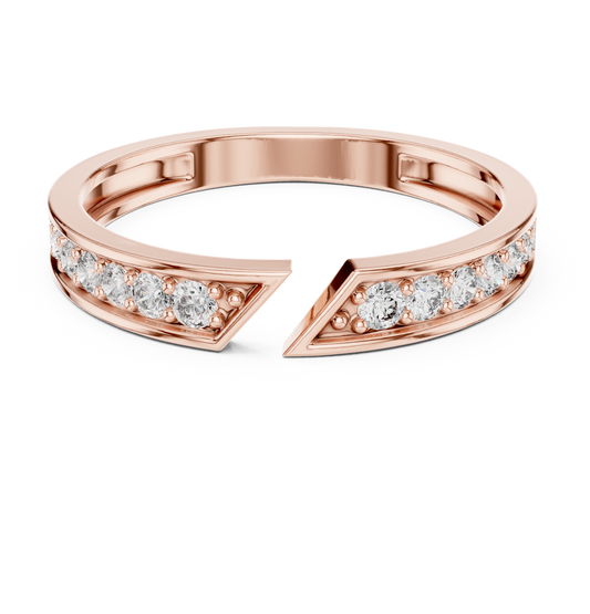 Round Cut Open Chevron Lab Grown Diamond Stackable Wedding Band