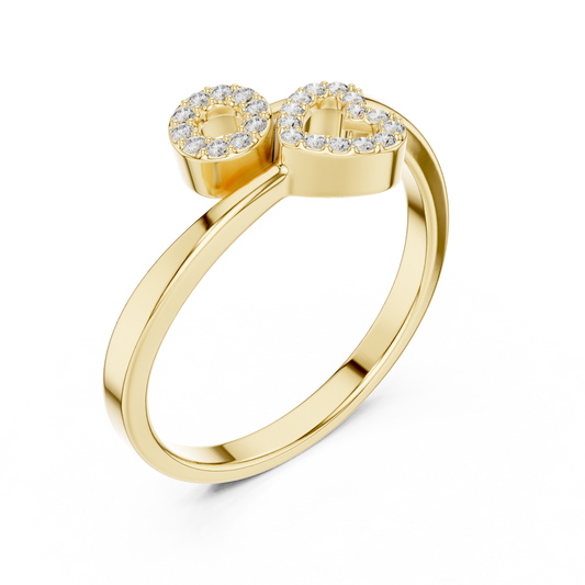 Round Cut Moissanite Diamond Heart And Circle Engagement Ring