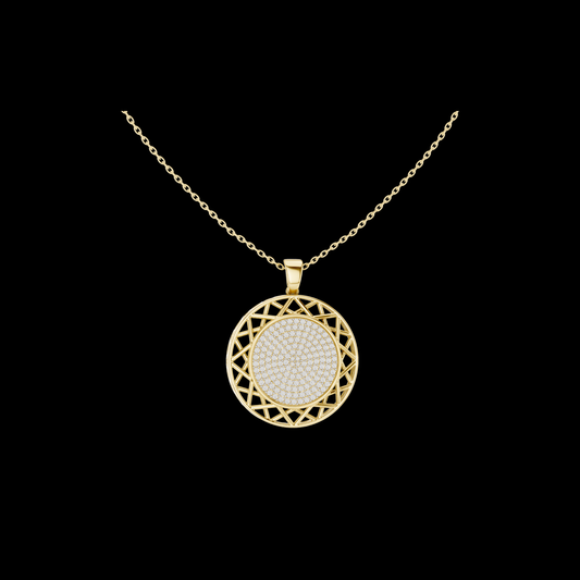 Circular Medallion Pendant with Cluster Moissanite