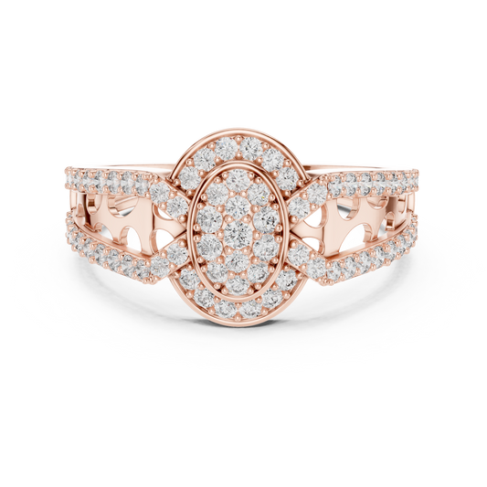 Round Cut Moissanite Diamond Cluster Split Shank Ring