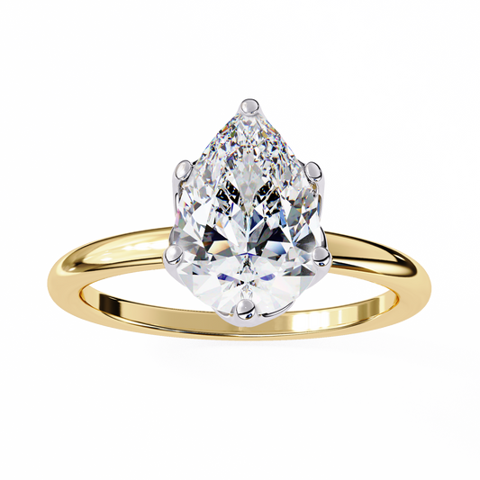 Teardrop Pear Lab Diamond Solitaire Engagement Ring