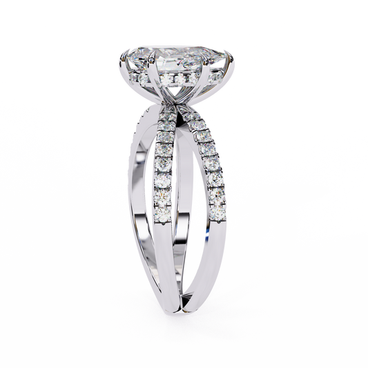 Pear Cut Double Band Lab Grown Diamond Promise Ring For Women
