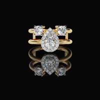 0.33 CT Elegant Moissanite Pear Cut Diamond Luxury Split Band Anniversary Ring For Ceremony