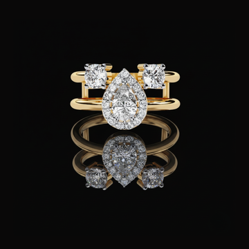 0.33 CT Elegant Moissanite Pear Cut Diamond Luxury Split Band Anniversary Ring For Ceremony