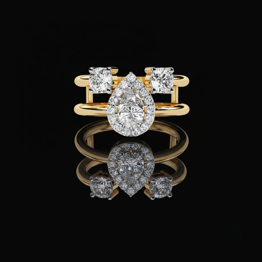 0.33 CT Elegant Lab Created Pear Cut Diamond Luxury Split Band Anniversary Ring For Ceremony