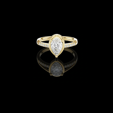 0.78 CT Shiny Lab Grown Gold Ring Featuring a Brilliant Pear Diamond with a Pave Accented Split Shank Band