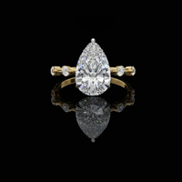 Pear Cut Lab Grown Diamond Engagement Ring Diamond Accent Band