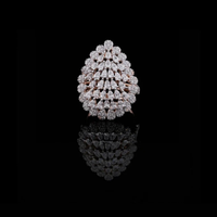 Pear Cut Lab Grown Diamond Cluster Cocktail Ring with Round Diamond Halo