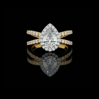 1.20 CT Luxury Pear Cut Moissanite Diamond Halo Ring With Sparkling Round Side Stone Design