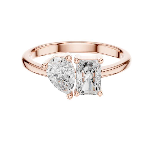 Pear and Radiant Cut Toi Et Moi Lab Diamond Ring