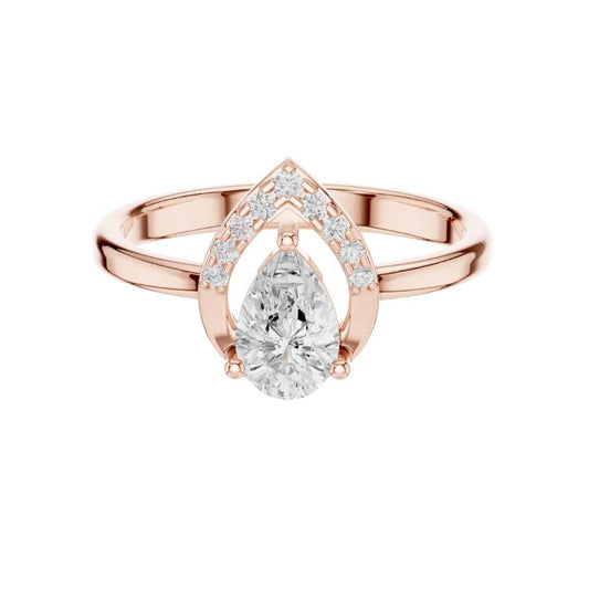 Pear Cut Moissanite Diamond Teardrop Style Engagement Ring